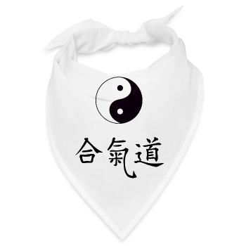 YinYang Tao mit Schriftzug Aikido - Bandana - Weiß - Vorne