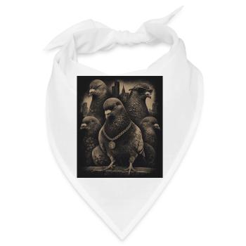 Gangster Tauben Vintage Street Art Motiv LO-FI - Bandana - Weiß - Vorne