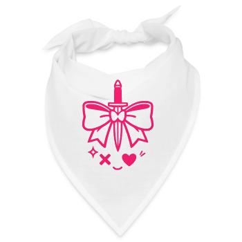 Rosa Schleife mit Dolch - Bandana - Weiß - Vorne