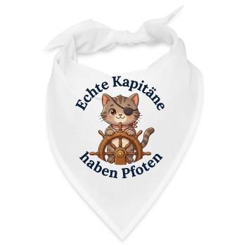 Echte Kapitäne haben Pfoten - Bandana - Weiß - Vorne