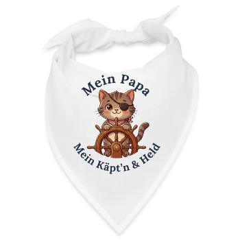 Mein Papa: Mein Käpt'n & Held - Bandana - Weiß - Vorne