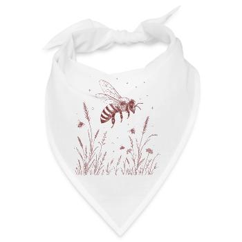 Wiese mit Biene - Bandana - Weiß - Vorne