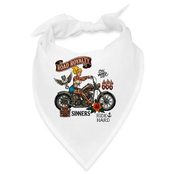 Road Royalty Biker Pin-up Motorrad-Tattoo-Kunst - Bandana - Weiß - Vorne