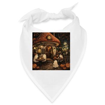 Pilzhaus Café Retro Wandbild Geister Herbst Deko - Bandana - Weiß - Vorne