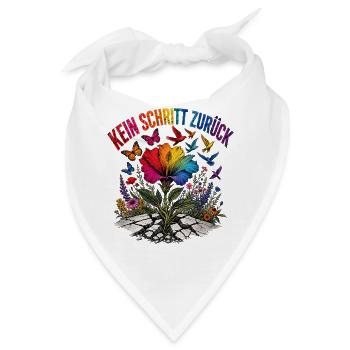 Bunt schafft Zukunft Regenbogen Blumenmotiv Pride - Bandana - Weiß - Vorne