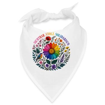 Sichtbar Stolz Solidarisch Shirt CSD LGBT Pride - Bandana - Weiß - Vorne