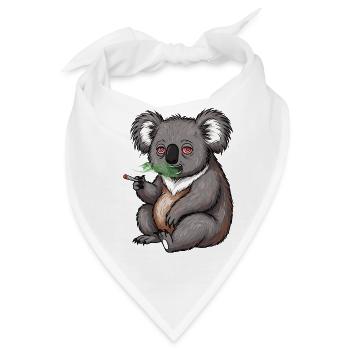 Cartoon Koala raucht Gras - Bandana - Weiß - Vorne