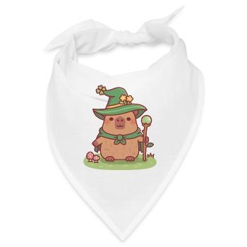 Niedlicher Capybara-Druidenzauberer mit magischem Stab - Bandana - Weiß - Vorne