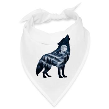 Wolf Krafttier Vollmond - Bandana - Weiß - Vorne