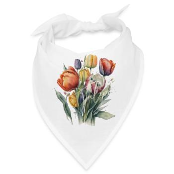 Aquarell-Tulpenbouquet-Schrift - Bandana - Weiß - Vorne