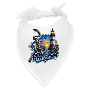 Meerverliebt – Anker, Leuchtturm & Möwen am Meer - Bandana - Weiß - Vorne
