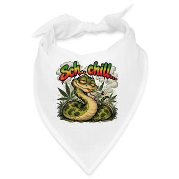 Chill – Bekiffte Schlange | Lustiges Stone Design - Bandana - Weiß - Vorne