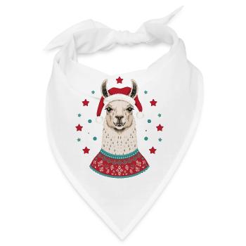 Weihnachtslama mit Mütze & Pullover - Bandana - Weiß - Vorne