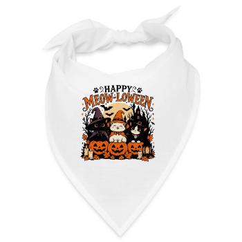 Happy Meow-loween – Lustige Halloween Katzen - Bandana - Weiß - Vorne