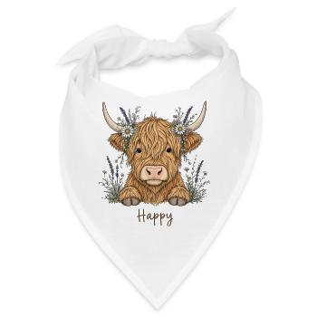 Happy Highland Kuh Lavendel - Bandana - Weiß - Vorne