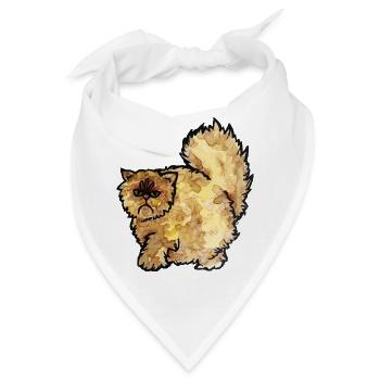 Grumpy Fluffy Cat Aquarell - Bandana - Weiß - Vorne
