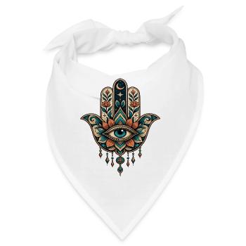 Florale Hamsa mit zentralem Auge Hand von Fatima - Bandana - Weiß - Vorne