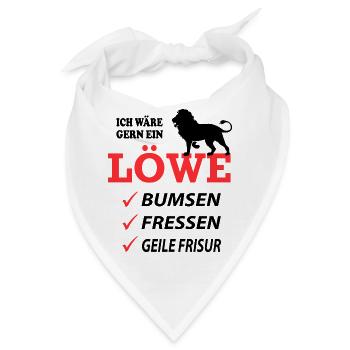 Löwe Geil Fressen Sprüche Lustig Geile Frisur - Bandana - Weiß - Vorne