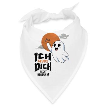 Kleiner Gruselgeist mit lustigem Halloween-Gruß - Bandana - Weiß - Vorne
