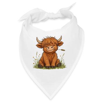 Süßes Schottisches Hochlandrind - Bandana - Weiß - Vorne