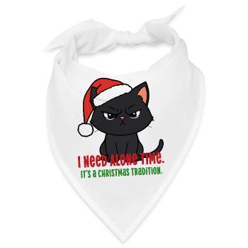 Wütender Weihnachtskatzen-Weihnachtsmütze braucht Zeit für sich allein - Bandana - Weiß - Vorne