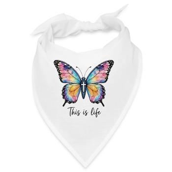 Schmetterling Kreuz Christlicher Spruch - Bandana - Weiß - Vorne