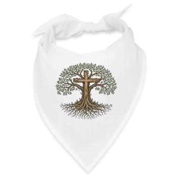 Lebensbaum Kreuz Christliches Symbol - Bandana - Weiß - Vorne