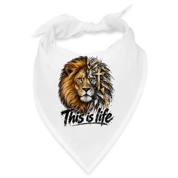 Löwe Kreuz Christlicher Spruch - Bandana - Weiß - Vorne