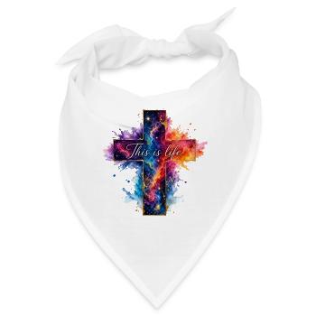 Kreuz Galaxie Spruch - Bandana - Weiß - Vorne