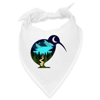 Kiwi Nachtlandschaft - Bandana - Weiß - Vorne