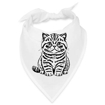 Britisch Kurzhaar Katze Tigerkatze Katzenshirt  - Bandana - Weiß - Vorne