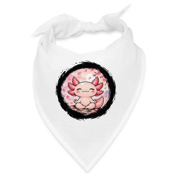 Relaxolotl – Meditierendes Axolotl im Lotussitz - Bandana - Weiß - Vorne