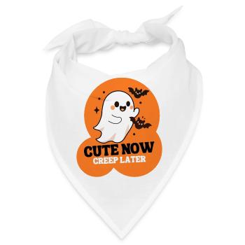Cute Now Creep Later Halloween Shirt – Süßer Geist - Bandana - Weiß - Vorne