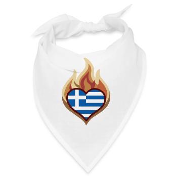 Herzflagge Griechenland Feuer - Bandana - Weiß - Vorne