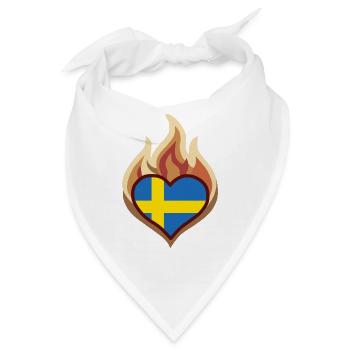 Sweden Flag Heart on Fire - Bandana - Weiß - Vorne