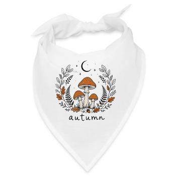 Autumn Herbst Pilze Mond Natur Cottagecore - Bandana - Weiß - Vorne