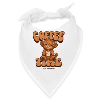 Süßes Hochlandrind Kaffee T-Shirt – Coffee Time - Bandana - Weiß - Vorne