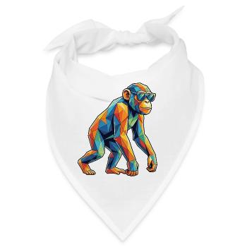 Poly Stil Affe - Bandana - Weiß - Vorne