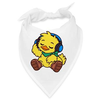 Happy Duck mit Kopfhörern - Bandana - Weiß - Vorne