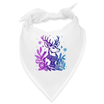 Winterhirsche mit Farbverlauf und Ornamenten - Bandana - Weiß - Vorne