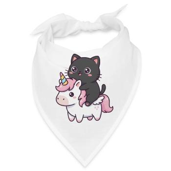 Katze auf Einhorn - Bandana - Weiß - Vorne