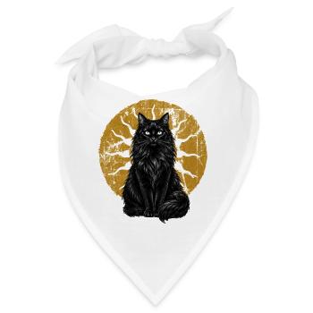 Schwarze Katze Magical Mond Mystisch Cottagecore - Bandana - Weiß - Vorne