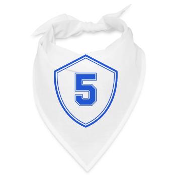 Blauer Schild mit Zahl Fünf - Bandana - Weiß - Vorne