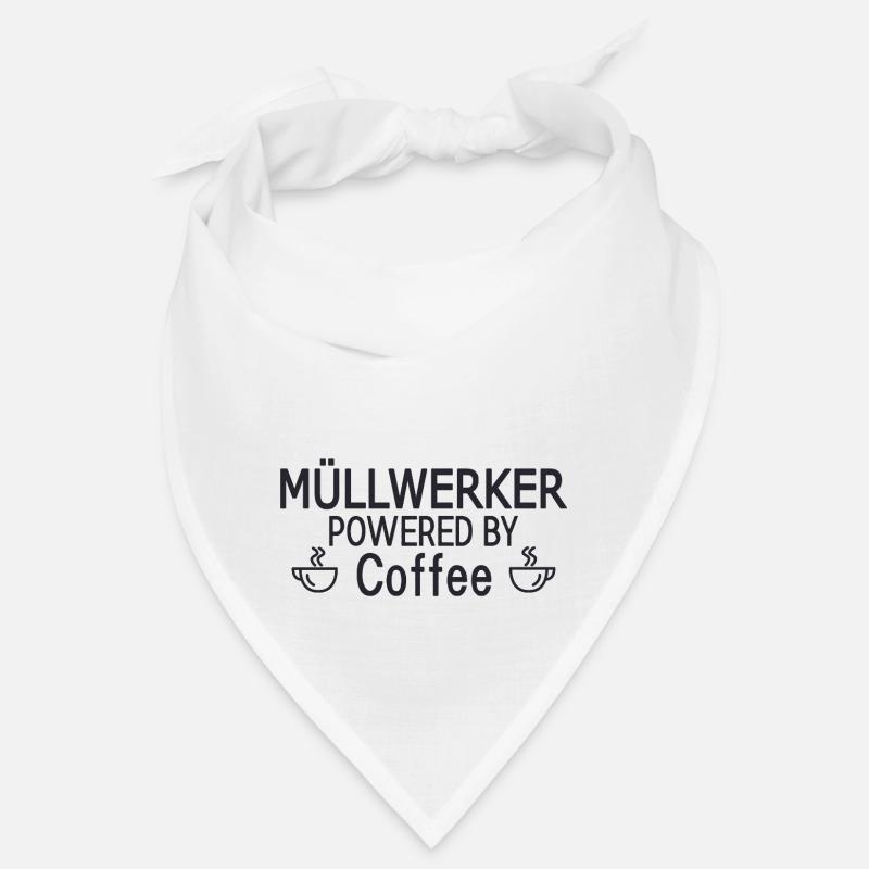 Müllwerker Powered By Coffee - Bandana - Weiß