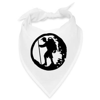 Wanderer mit Rucksack und Wanderstock - Bandana - Weiß - Vorne