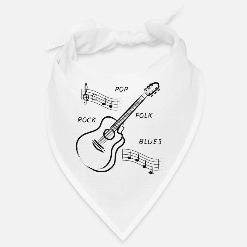 guitare - Bandana - blanc