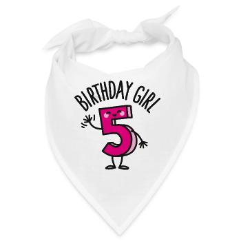 Birthday girl 5 / five years old - Bandana - Weiß - Vorne