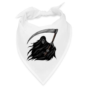 Grim Reaper mit Sense auf Schwarzem Hintergrund - Bandana - Weiß - Vorne