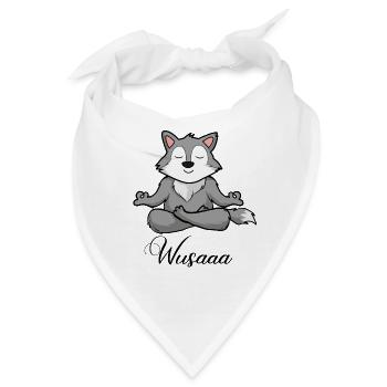 Wolf Auszeit Durchatmen Wusaaa - Bandana - Weiß - Vorne