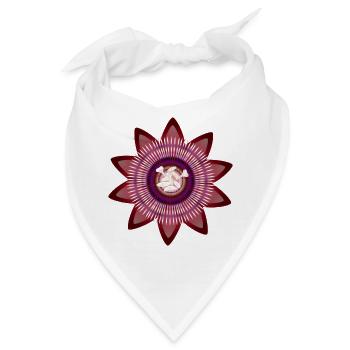 Kunstvolle Blüte einer roten Passionsblume - Bandana - Weiß - Vorne